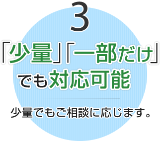 3.少量、一部だけでも対応可能:少量でもご相談に応じます